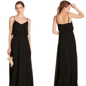 Birdie Grey Gwennie Chiffon Black Bridesmaid Maxi Dress Small